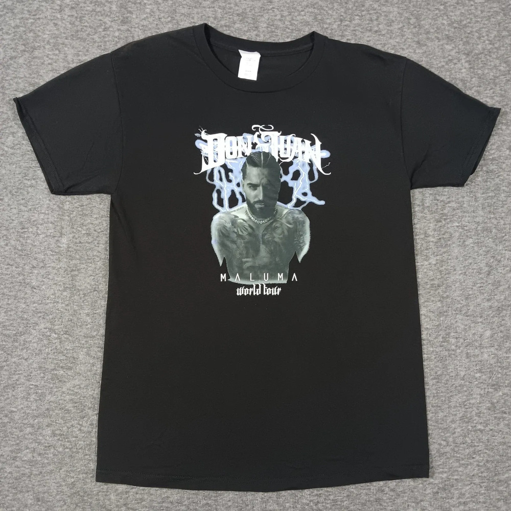 Hanes Maluma Shirt Mens Medium Black Don Juan World Tour Graphic Tee Concert